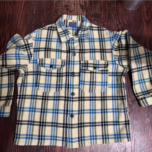 Pendleton Other - Vintage Pendleton Wool Plaid Shirt in Blue and Cream